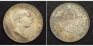 1 Corona Австро-Венгрия (1867-1918) Серебро Франц Иосиф I (1830 - 1916)