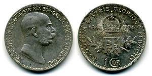 1 Corona 奥匈帝国 (1867 - 1918) 銀 弗朗茨·约瑟夫一世 (1830 - 1916)