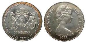 1 Crown Santa Helena (1981 - ) Níquel/Cobre Isabel II (1926-2022)