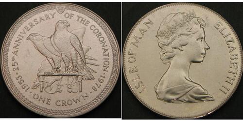 1 Crown Isla de Man Plata Isabel II (1926-2022)