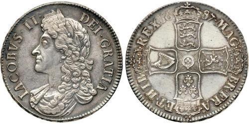 1 Crown Reino de Inglaterra (927-1649,1660-1707) Plata Jacobo II (1633-1701)