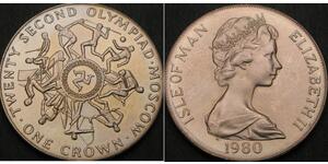 1 Crown Isla de Man  Isabel II (1926-2022)