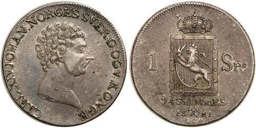 1 Daler Norwegen Silber Karl XIV. Johann (1763-1844)