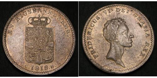 1 Daler Denmark Silver Frederick VI of Denmark (1768 -1839)