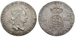 1 Daler / 1 Speciedaler Danimarca-Norvegia (1536-1814) Argento Cristiano VIII di Danimarca (1786 - 1848)