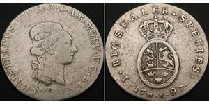 1 Daler / 1 Speciedaler Danimarca-Norvegia (1536-1814) Argento Cristiano VIII di Danimarca (1786 - 1848)