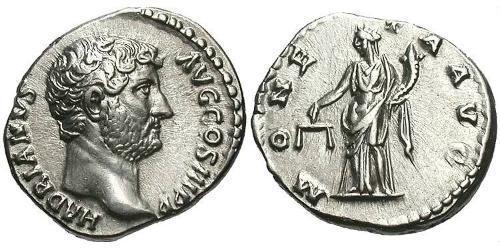 1 Denario Impero romano (27BC-395) Argento Adriano (76 - 138) 