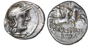 1 Denario Repubblica romana (509BC-27BC) Argento Lucio Opimio