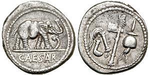 1 Denario Repubblica romana (509BC-27BC) Argento Giulio Cesare (100BC- 44 BC)