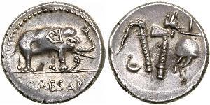 1 Denario Repubblica romana (509BC-27BC) Argento Giulio Cesare (100BC- 44 BC)