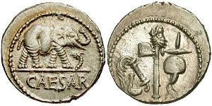 1 Denario Repubblica romana (509BC-27BC) Argento Giulio Cesare (100BC- 44 BC)