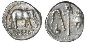 1 Denario Repubblica romana (509BC-27BC) Argento Giulio Cesare (100BC- 44 BC)