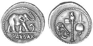 1 Denario Repubblica romana (509BC-27BC) Argento Giulio Cesare (100BC- 44 BC)