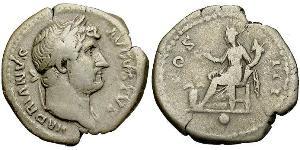 1 Denario Imperio romano (27BC-395) Plata Adriano  (76 - 138) 