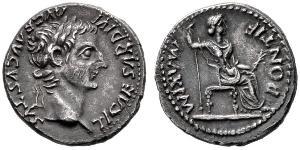 1 Denario Imperio romano (27BC-395) Plata Tiberio Claudio Nerón (42 BC-37)