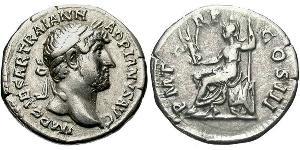 1 Denario Imperio romano (27BC-395) Plata Adriano  (76 - 138) 