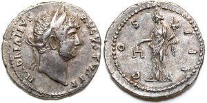 1 Denario Imperio romano (27BC-395) Plata Adriano  (76 - 138) 