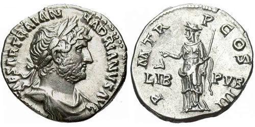 1 Denario Imperio romano (27BC-395) Plata Adriano  (76 - 138) 