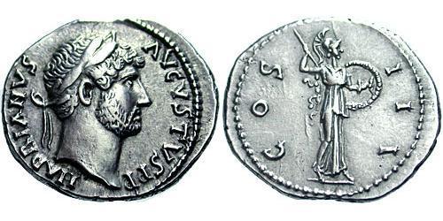 1 Denario Imperio romano (27BC-395) Plata Adriano  (76 - 138) 