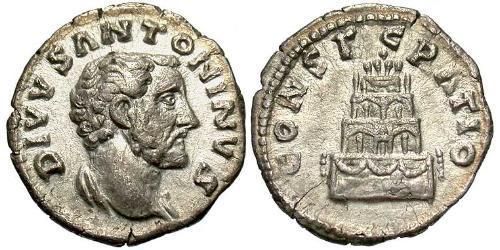 1 Denario Imperio romano (27BC-395) Plata Antonino Pío  (86-161)