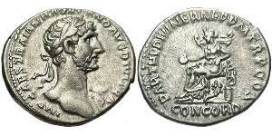 1 Denarius Römische Kaiserzeit (27BC-395) Silber Hadrian  (76 - 138) 