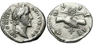 1 Denarius Römische Kaiserzeit (27BC-395) Silber Antoninus Pius  (86-161)