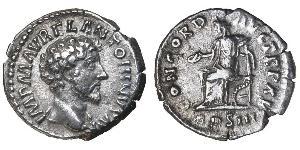 1 Denarius Römische Kaiserzeit (27BC-395) Silber Mark Aurel (121-180)