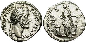 1 Denarius Römische Kaiserzeit (27BC-395) Silber Antoninus Pius  (86-161)