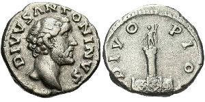 1 Denarius Römische Kaiserzeit (27BC-395) Silber Antoninus Pius  (86-161)