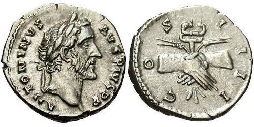 1 Denarius Römische Kaiserzeit (27BC-395) Silber Antoninus Pius  (86-161)