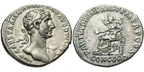 1 Denarius Römische Kaiserzeit (27BC-395) Silber Hadrian  (76 - 138) 