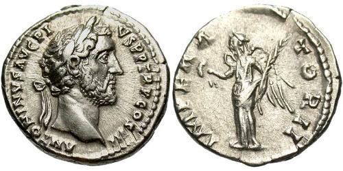 1 Denarius Römische Kaiserzeit (27BC-395) Silber Antoninus Pius  (86-161)