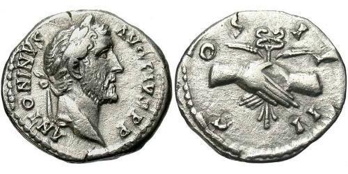 1 Denarius Römische Kaiserzeit (27BC-395) Silber Antoninus Pius  (86-161)