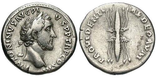 1 Denarius Römische Kaiserzeit (27BC-395) Silber Antoninus Pius  (86-161)
