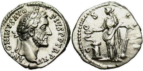 1 Denarius Römische Kaiserzeit (27BC-395) Silber Antoninus Pius  (86-161)