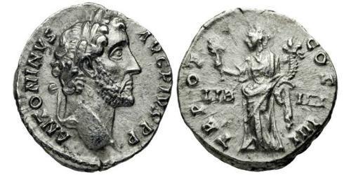 1 Denarius Römische Kaiserzeit (27BC-395) Silber Antoninus Pius  (86-161)