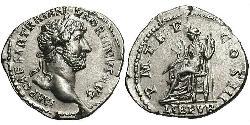 1 Denarius Roman Empire (27BC-395) Silver Hadrian  (76 - 138) 