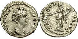 1 Denarius Roman Empire (27BC-395) Silver Faustina I (105-141)