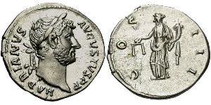 1 Denarius Roman Empire (27BC-395) Silver Hadrian  (76 - 138) 