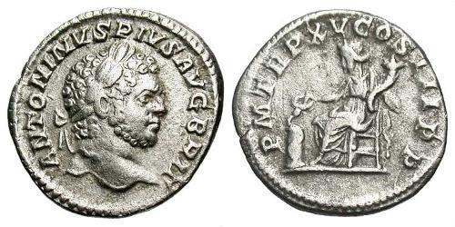 1 Denarius Roman Empire (27BC-395) Silver Caracalla (188-217)