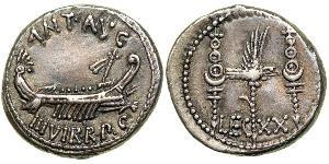 1 Denarius 罗马共和国 (509 BC - 27 BC) 銀 Mark Antony (83BC-30BC)