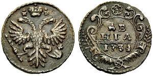 1 Denga Russisches Reich (1720-1917) Kupfer Jelisaweta I Petrowna (1709-1762)
