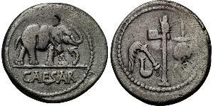 1 Denier République romaine (509BC-27BC) Argent Jules César (100BC- 44 BC)