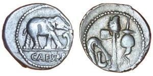 1 Denier République romaine (509BC-27BC) Argent Jules César (100BC- 44 BC)
