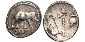 1 Denier République romaine (509BC-27BC) Argent Jules César (100BC- 44 BC)