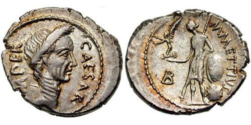 1 Denier République romaine (509BC-27BC) Argent Jules César (100BC- 44 BC)
