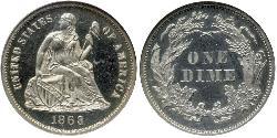 1 Dime / 10 Cent Estados Unidos de América (1776 - ) Cobre/Plata 