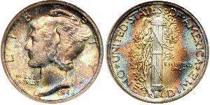 1 Dime / 10 Cent Estados Unidos de América (1776 - ) Cobre/Plata 
