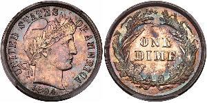 1 Dime / 10 Cent Estados Unidos de América (1776 - ) Cobre/Plata 