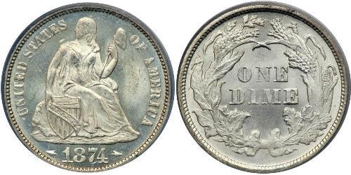 1 Dime / 10 Cent Estados Unidos de América (1776 - ) Cobre/Plata 